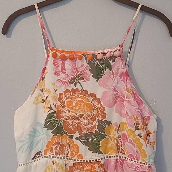 Farm Rio Anthropologie Havanna Cotton Floral Bobbles Midi Maxi Dress XS Petite - Picture 3 of 16